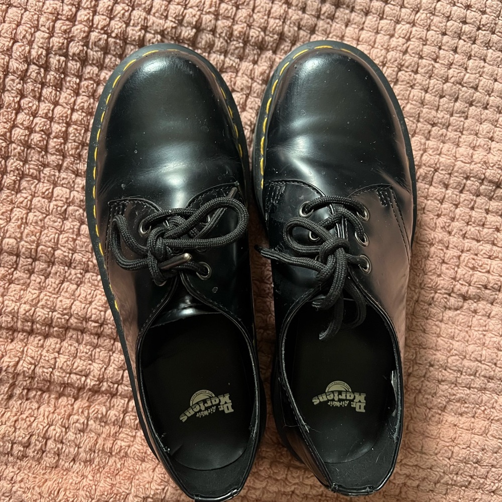 Dr. Martens Shiny Black Lace-Up Platform Shoes